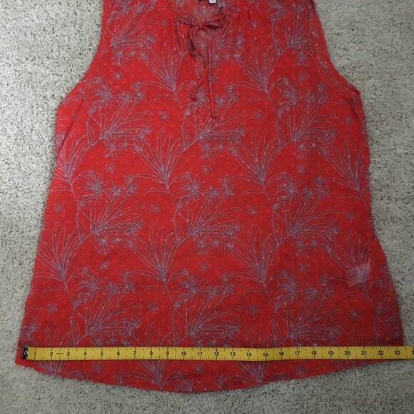 ALFRED SUNG Orange and Grey Floral Voile Sleeveless Tie Up Blouse - Picture 13 of 14